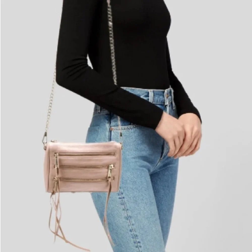 Rebecca Minkoff
5 Zip Rocker Leather Crossbody Bag, Pink/Blush silver hardware - Picture 3 of 12